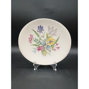 VTG. EVA ZEISEL 1950'S HALLCRAFT OVAL SALALD PLATE FLORAL BOUQUET MCM Chipped